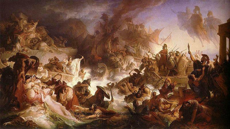 Wilhelm von Kaulbach Battle of Salamis France oil painting art